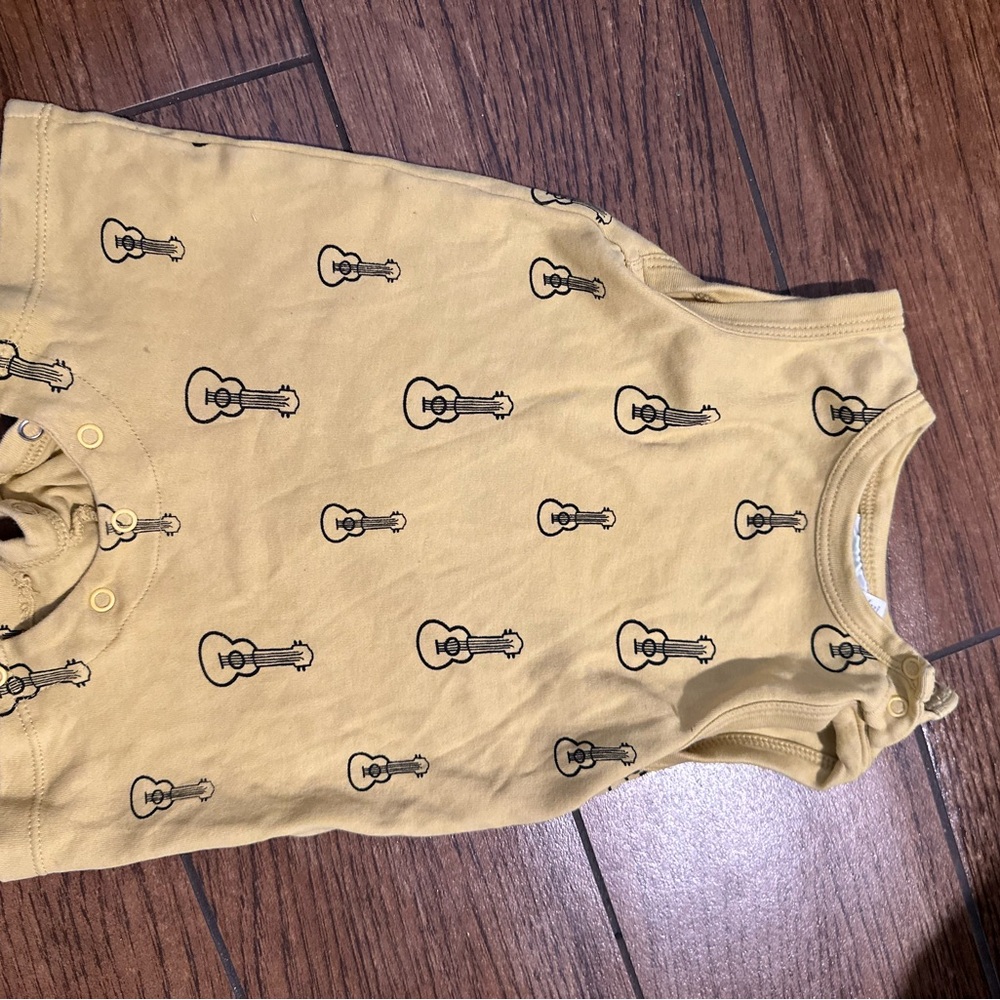 Parade-Yellow Baby Romper with Guitar Print